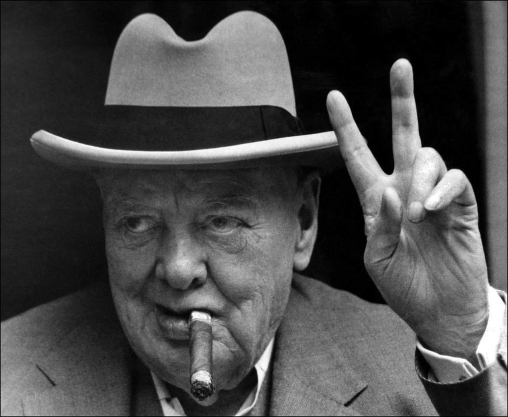 Winston Churchill enjoying a cigar